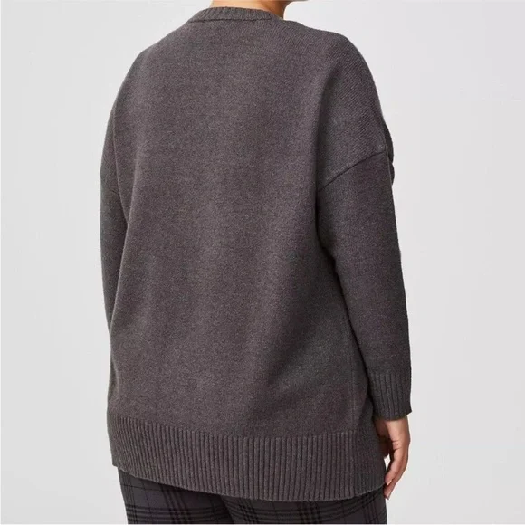 Torrid Drop Shoulder Relaxed Girlfriend Cardigan Knit Sweater Minimalist Grey 1X - Picture 2 of 10